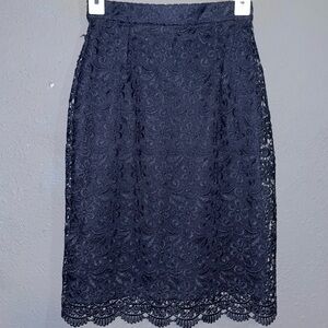 Navy blue below knee floral skirt